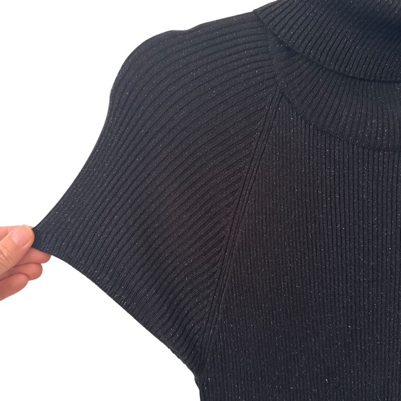 Anthropologie Maeve Samson Knitted Turtleneck Midi Dress Black Sparkle Size M - Picture 9 of 12